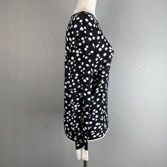 & Other Stories Crew Neck Black Cream Polka Dot Sweater Size S Cotton Modal Silk - Picture 5 of 9